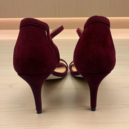 Michael Kors Sz 8.5 Red Suede Stiletto Sandals Strappy High Heel Dressy
