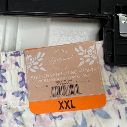 Jachs Girlfriend Women Sz XXL Shorts White Floral Chino Printed Midrise