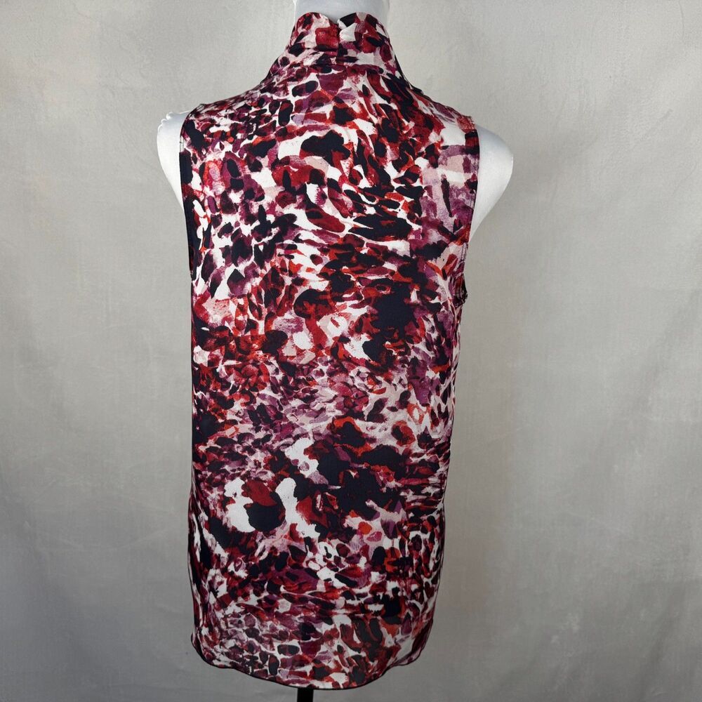 Liz Claiborne Women Blouse Sz S Sheer Multicolor Pleated Sleeveless Split Seams