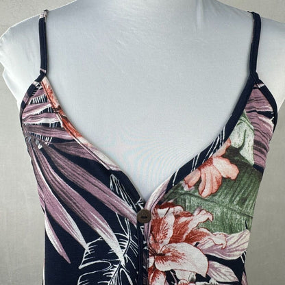 Lavish Women Sz M Navy Floral Crop Top Sleeveless Adjustable Spaghetti Straps