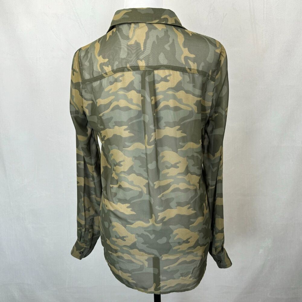 Old Navy Women Shirt Sz S Sheer Camouflage Long Sleeve Button Down