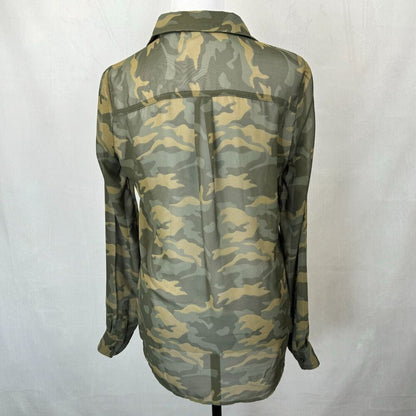Old Navy Women Shirt Sz S Sheer Camouflage Long Sleeve Button Down
