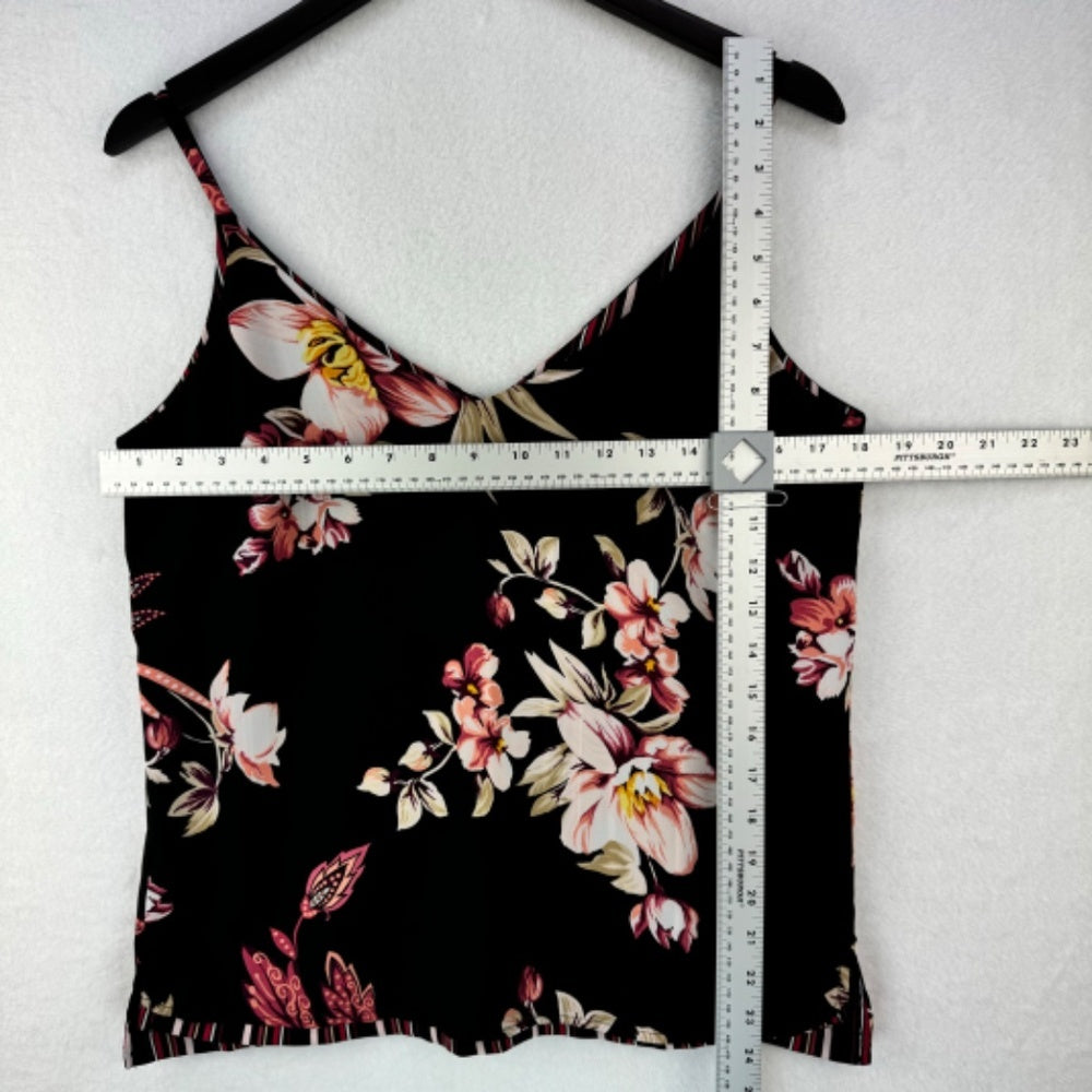 Chico's Women Reversible Tank Top Sz S Two sided Red black striped and floral