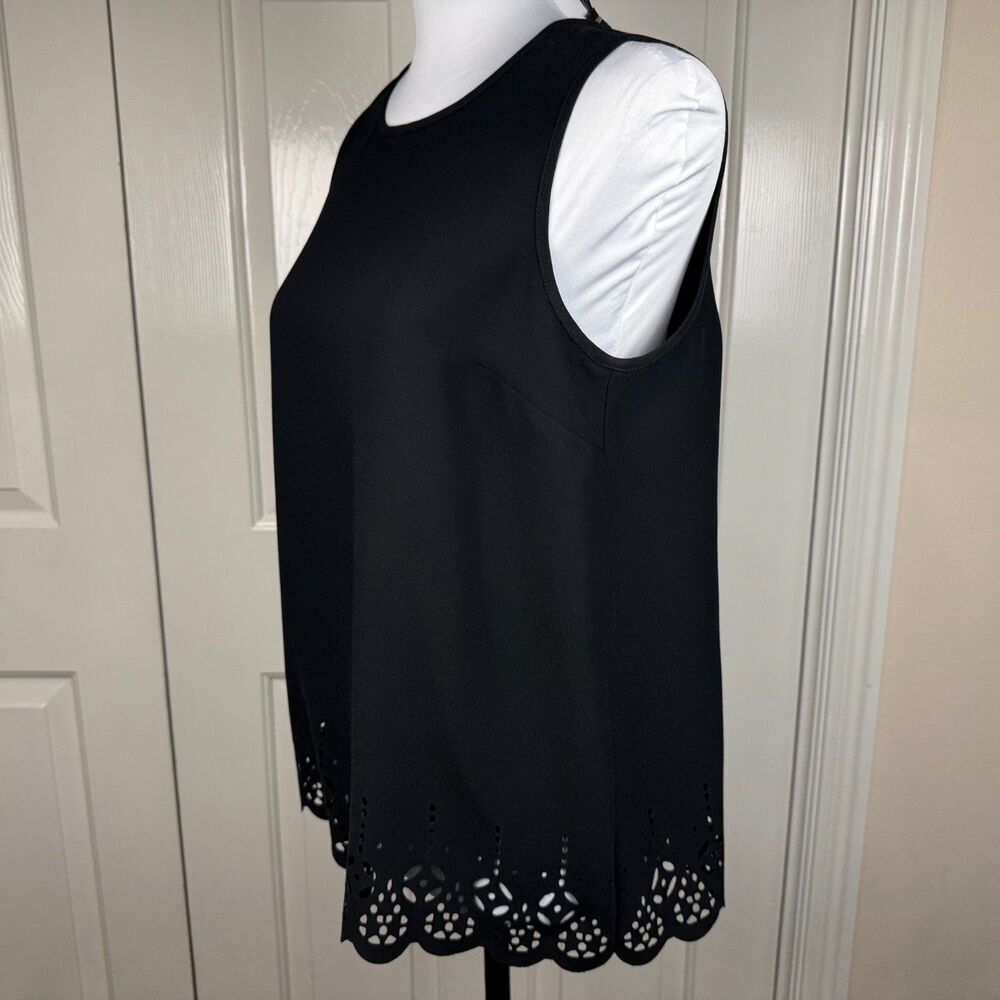 Banana Republic Women Blouse Sz S Black Sleeveless Cut Out Design Back Keyhole