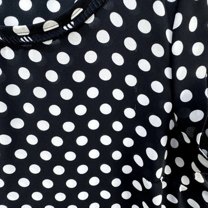 Daniel Rainn DR2 Top Womens Sz Small Black White Polka Dot Cap Sleeve Popover