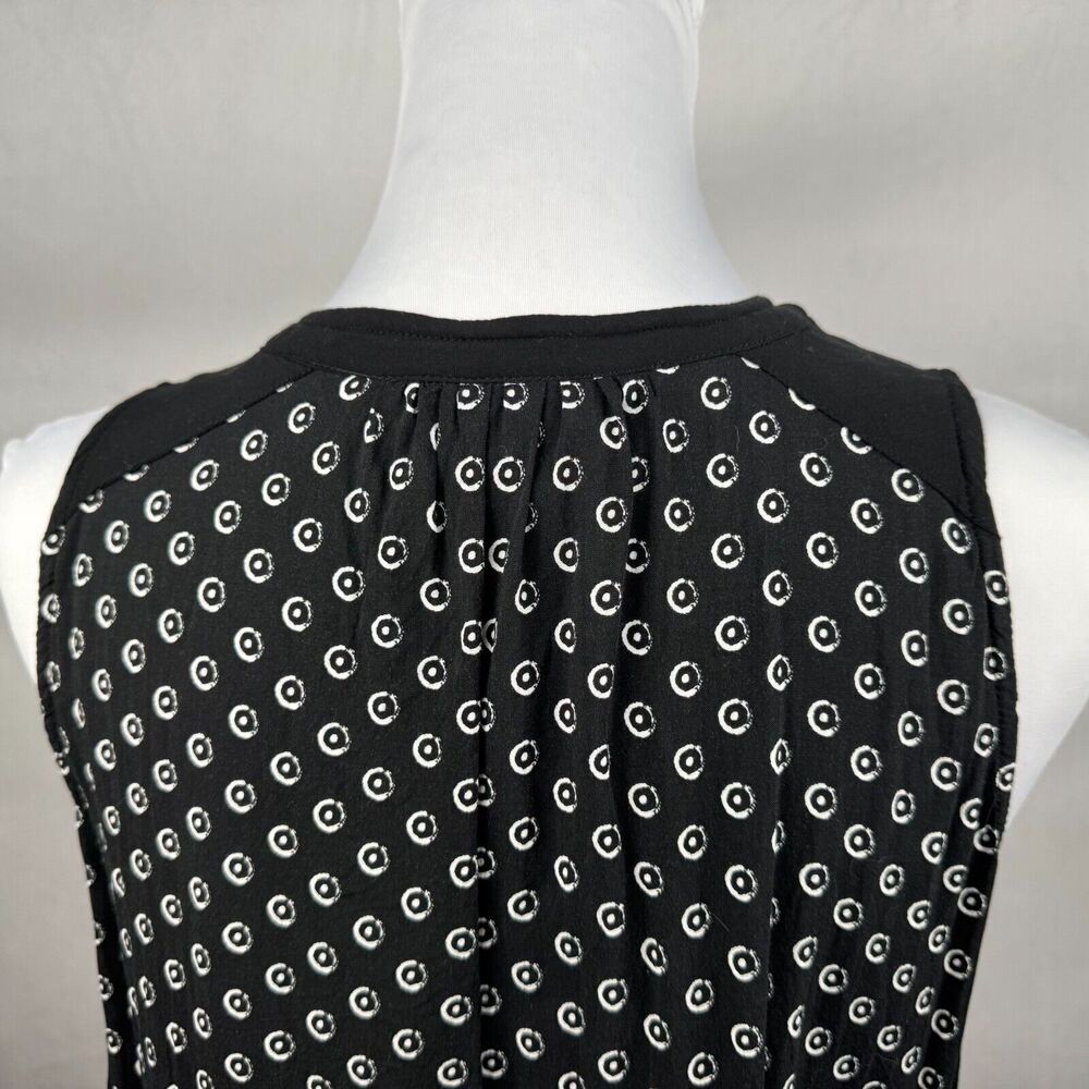 Anthropologie Maeve Women Tank Top Sz 8 Black White Circle Dots Viscose
