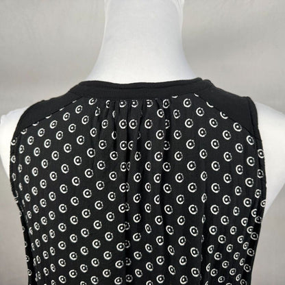 Anthropologie Maeve Women Tank Top Sz 8 Black White Circle Dots Viscose