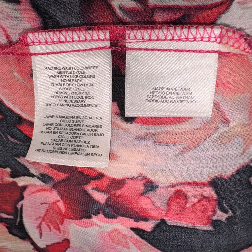 Kasper Top Sz PL Silky Satin Floral Blouse Scoop neck Sleeveless