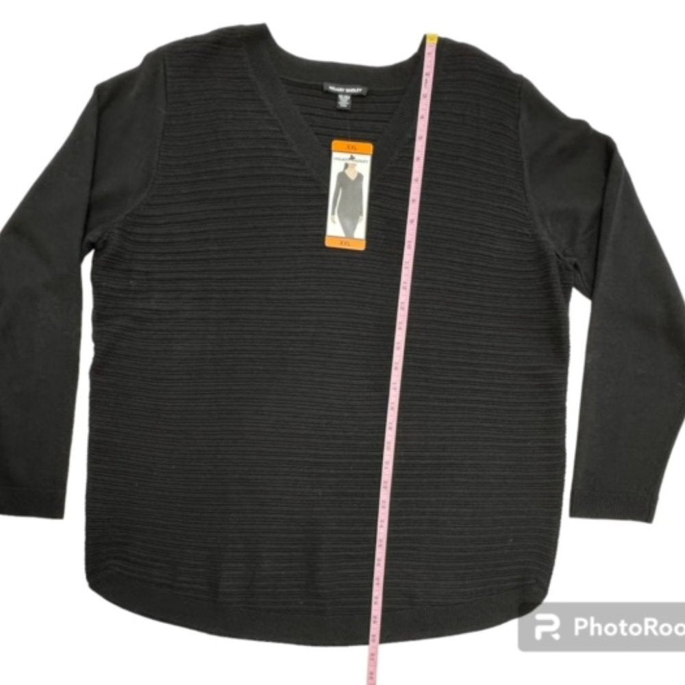 Hilary Radley Women's Size XXL Textured V-Neck Pullover Sweater