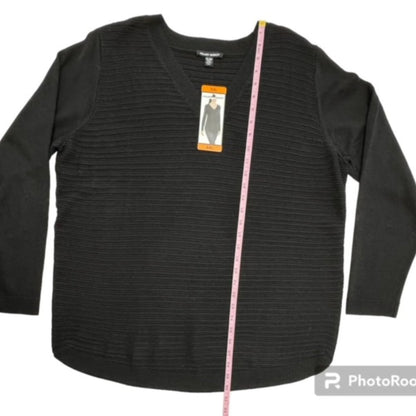 Hilary Radley Women's Size XXL Textured V-Neck Pullover Sweater
