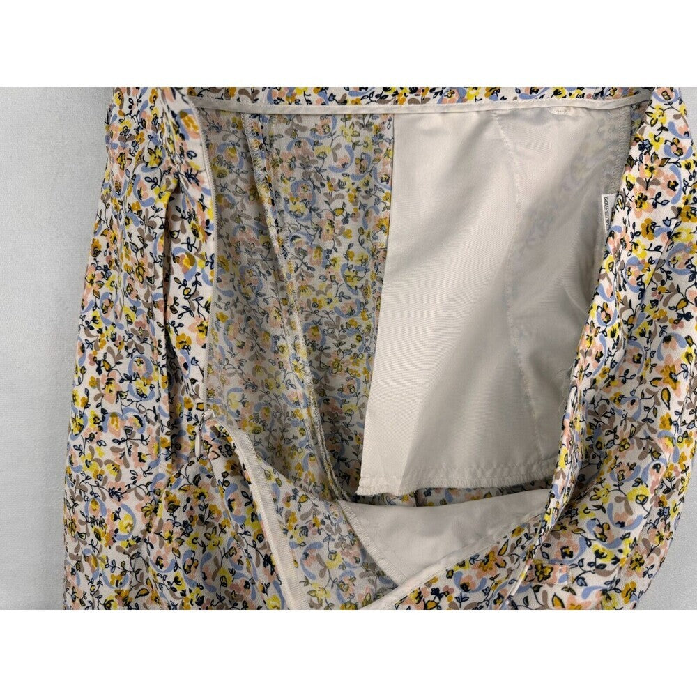 Loft Ann Taylor Short Sz 8 White with Multicolor Floral Print Pleated Flowy Zip