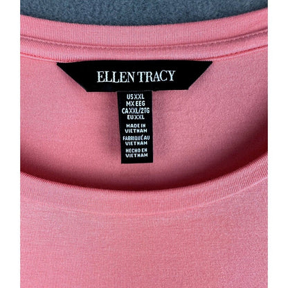 Ellen Tracy Top Sx XXL Coral Soft Knit Tunic Crew Neck Short Sleeves