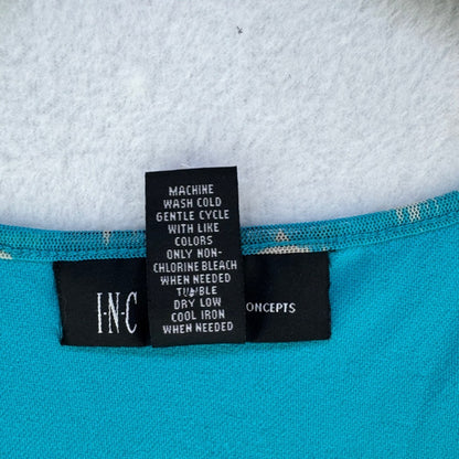 INC Tank Top Women Size Large zigzag print metal embellishment layered turquoise