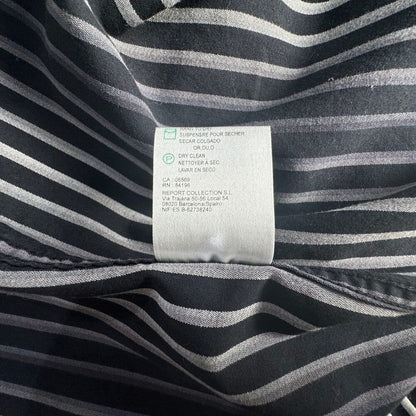 Report Collection Men Shirt Sz L Striped Button Down Long Sleeve Black Gray