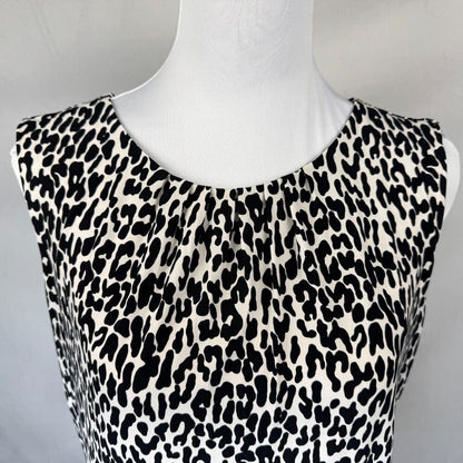 Calvin Klein Top Sz M Stretch Animal Print Pleated Front Crew Neck Sleeveless