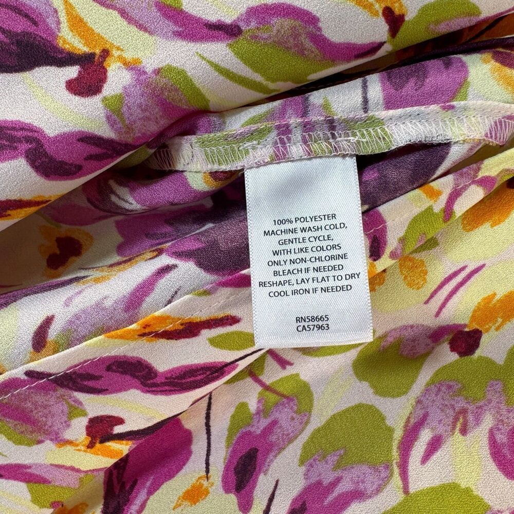 Halogen Nordstrom Blouse Sz S Purple Petal Breeze Floral  Round Neck Cap Sleeves