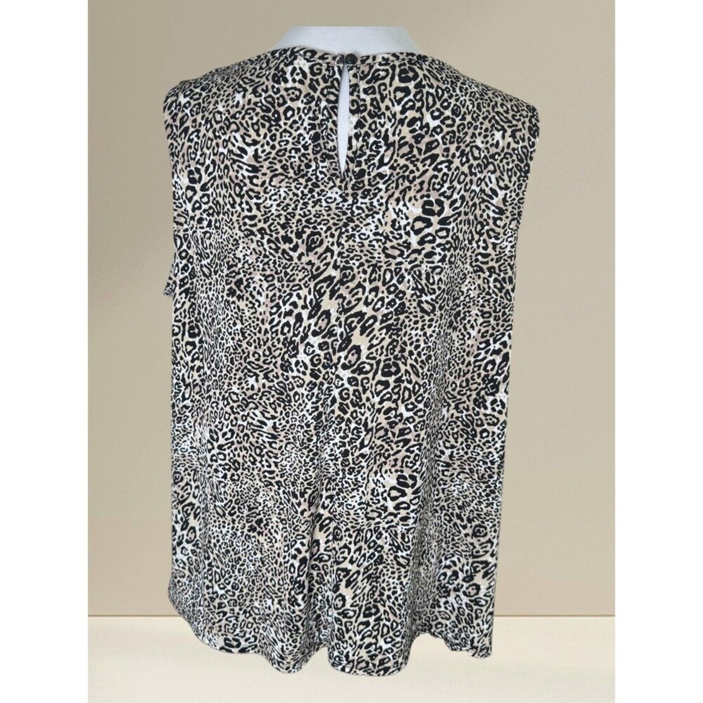 Adrianna Papell Top Sz 1X  Round Neck Tie Front Stretch Animal Print Brown