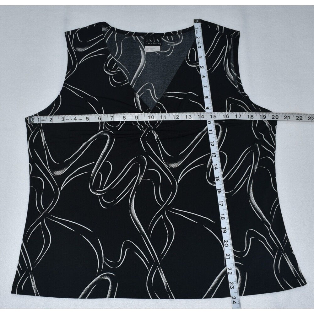 JKLA California Blouse Sz XL Black and White Twist V-Neck Sleeveless