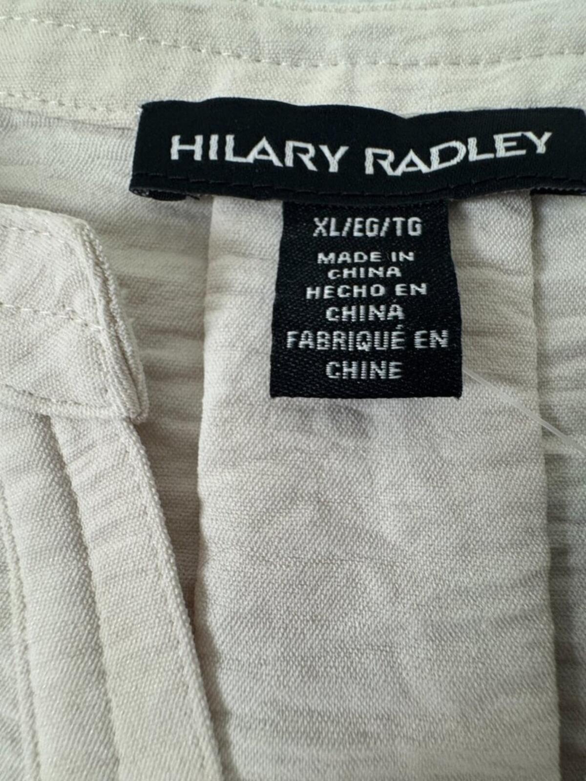 NWT Hilary Radley Beige Textured Short Sleeve Henley Top XL - B2252