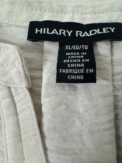 NWT Hilary Radley Beige Textured Short Sleeve Henley Top XL - B2252