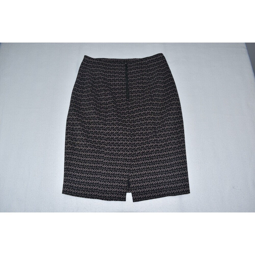 Mossimo Skirt Sz 8 Stretch Pencil Black with Brown Print