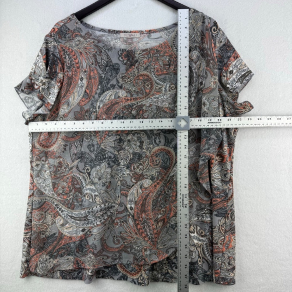 Roz&Ali Blouse Women Sz 2X Front double layer Pullover boat neckline
