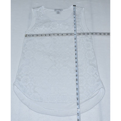Liz Claiborne Sz M White Lace Tank Top Round Neck Sleeveless