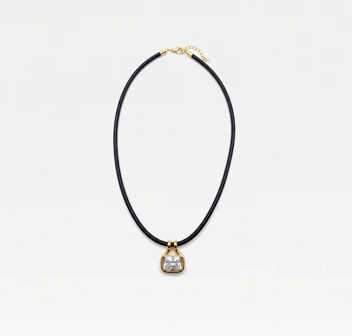 The M Jewelers Naia Cubic Zirconia Pendant Leather Cord Necklace