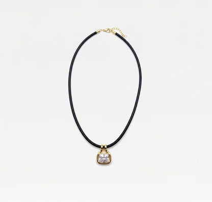 The M Jewelers Naia Cubic Zirconia Pendant Leather Cord Necklace