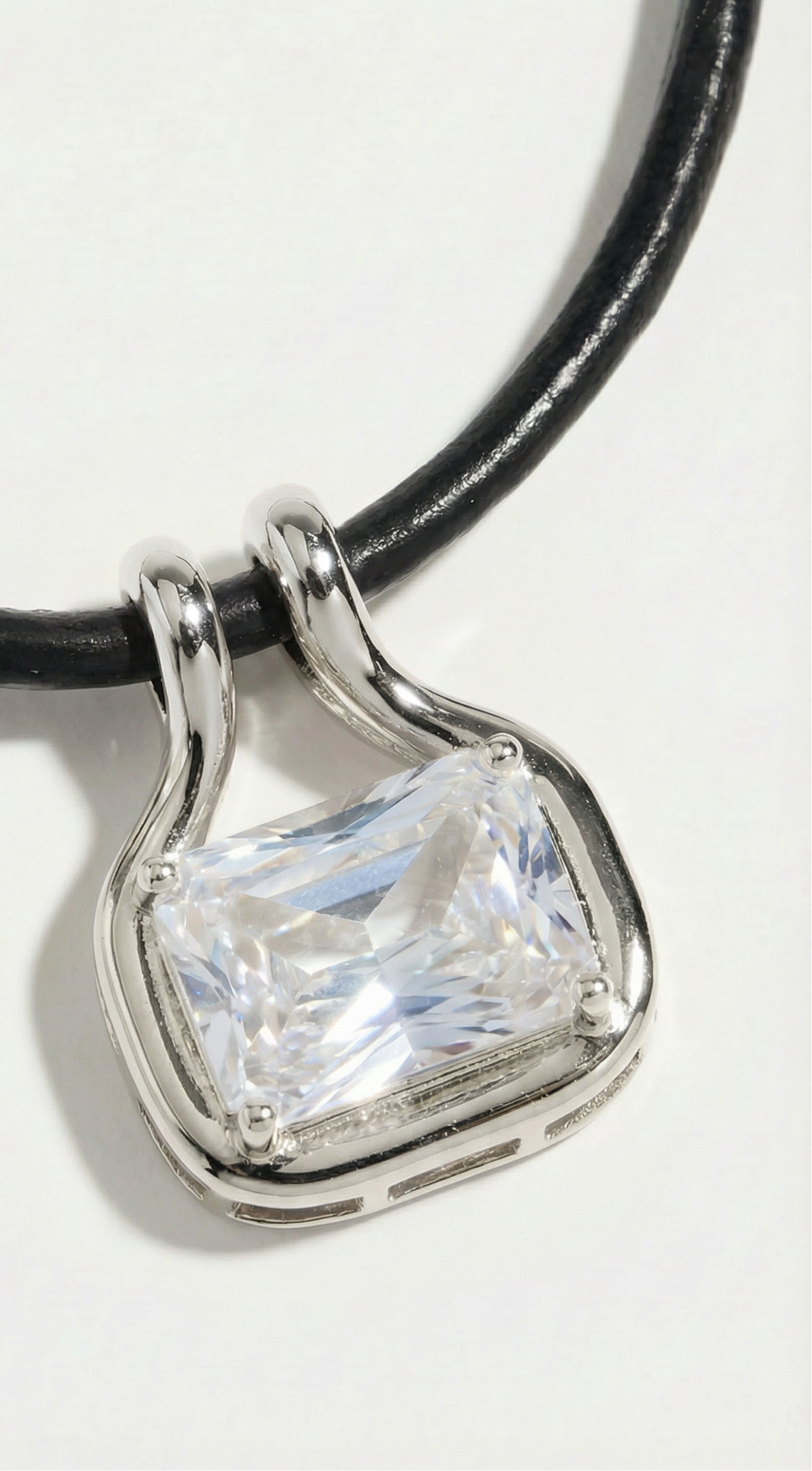 The M Jewelers Naia Cubic Zirconia Pendant Leather Cord Necklace