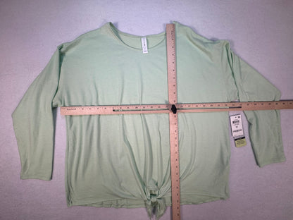 Ideology Women 1X NWT Light Green Knot Front Top Boat Neck 3/4 Sleeve