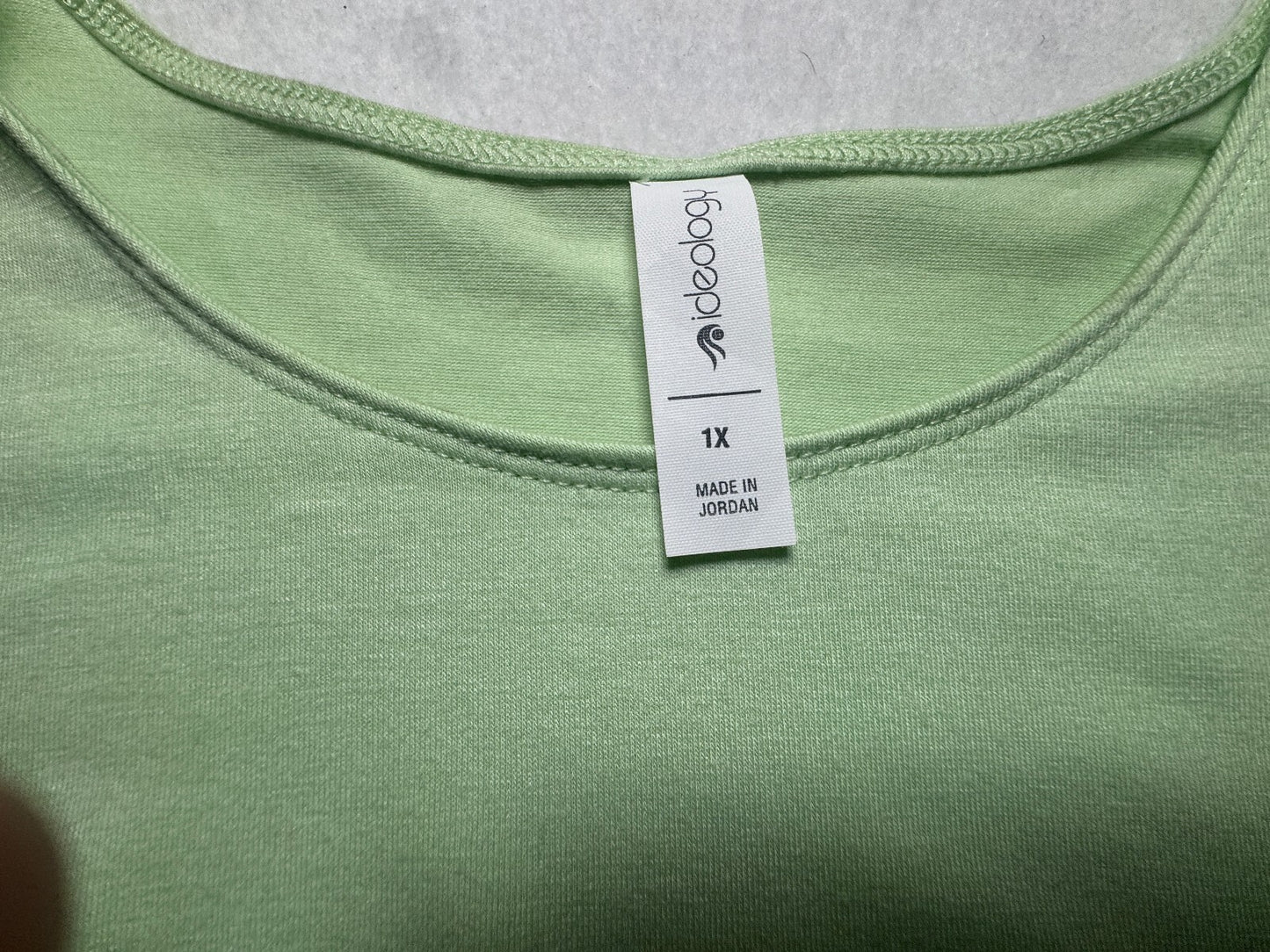 Ideology Women 1X NWT Light Green Knot Front Top Boat Neck 3/4 Sleeve