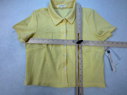 Ultra Flirt Two Piece Set Juniors Size M in Yellow Short Sleeves Button Down NWT