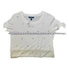Karen Scott Women Top Sz S White Metallic Beads Tied Short Sleeves Round Neck