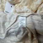 Nine West Top Sz S White Beige Animal Print Elbow Length Sleeves Crew Neck NWT