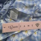 Crave Fame Blouse Women Sz L Style Peri Combo Light Blue Plaid Floral NWT