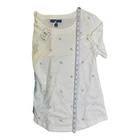 Karen Scott Women Top Sz S White Metallic Beads Tied Short Sleeves Round Neck