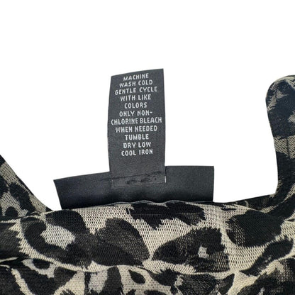 INC International Concepts Women M Top Ruched Mesh Animal Print Faux Wrap Neck
