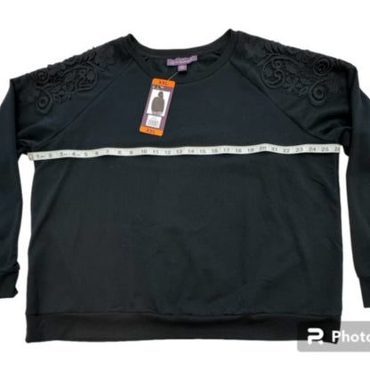 Gloria Vanderbilt Women Size XXL Black Sweater Lace Detail NWT