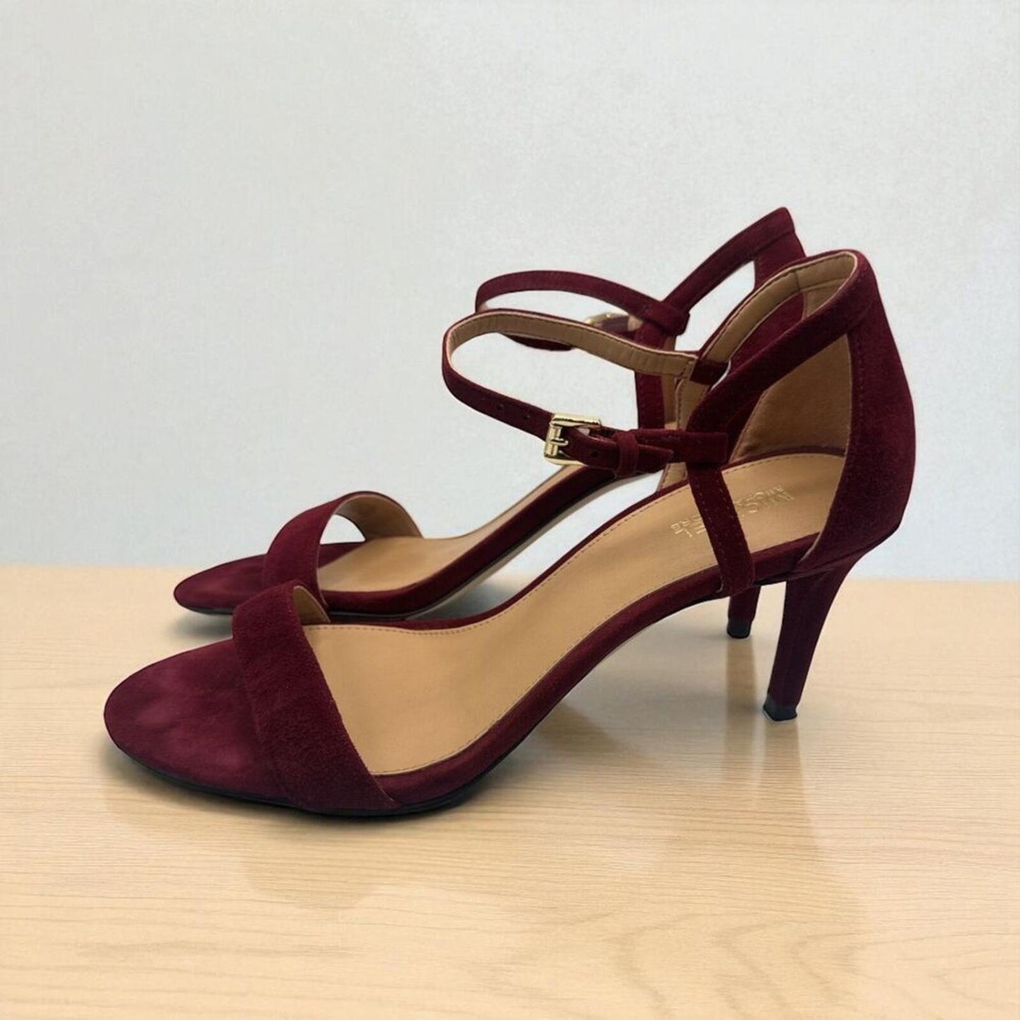 Michael Kors Sz 8.5 Red Suede Stiletto Sandals Strappy High Heel Dressy