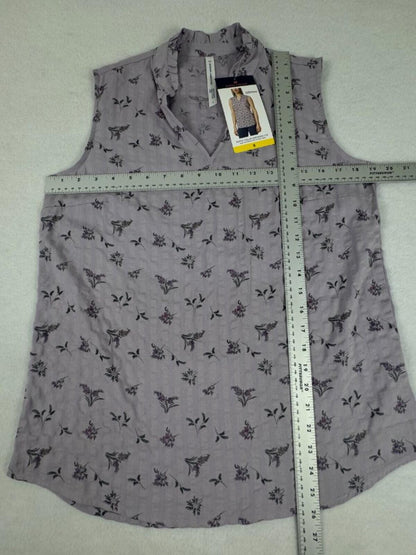 NWT Modern Ambition Purple Ruffle Collar Sleeveless Textured Blouse Small B2255