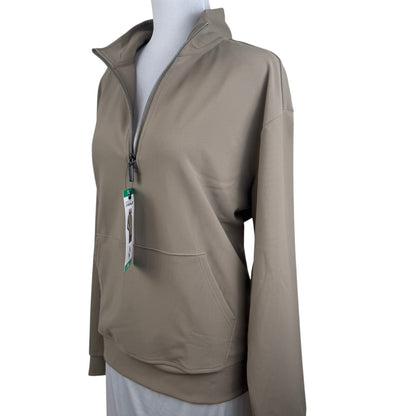 Skechers GO WALK Luxe Womens XL 1/4 Zip Pullover Ribbed Mock Neck Taupe NWT