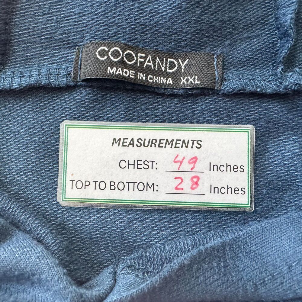 Coofandy Men Blue Workout Hooded Tank Top Sz XXL Body Building Off Sleeveless