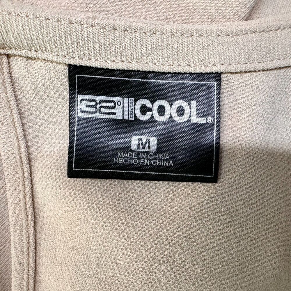 32 Degrees Ladies Dress Sz M Beige Twill Short Sleeves Clinched Waist 2 pockets