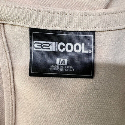 32 Degrees Ladies Dress Sz M Beige Twill Short Sleeves Clinched Waist 2 pockets