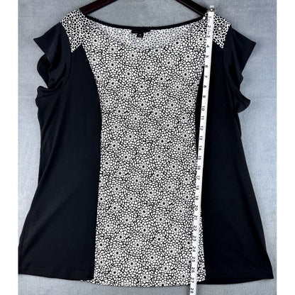 Worthington Women Black and White print Short Sleeve Top - Size 1X