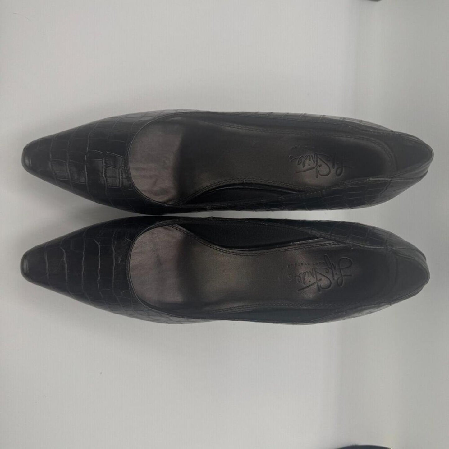 Life Stride Soft System Women's Shoes Sz 9 Black Faux Reptile Pumps 3" Heels