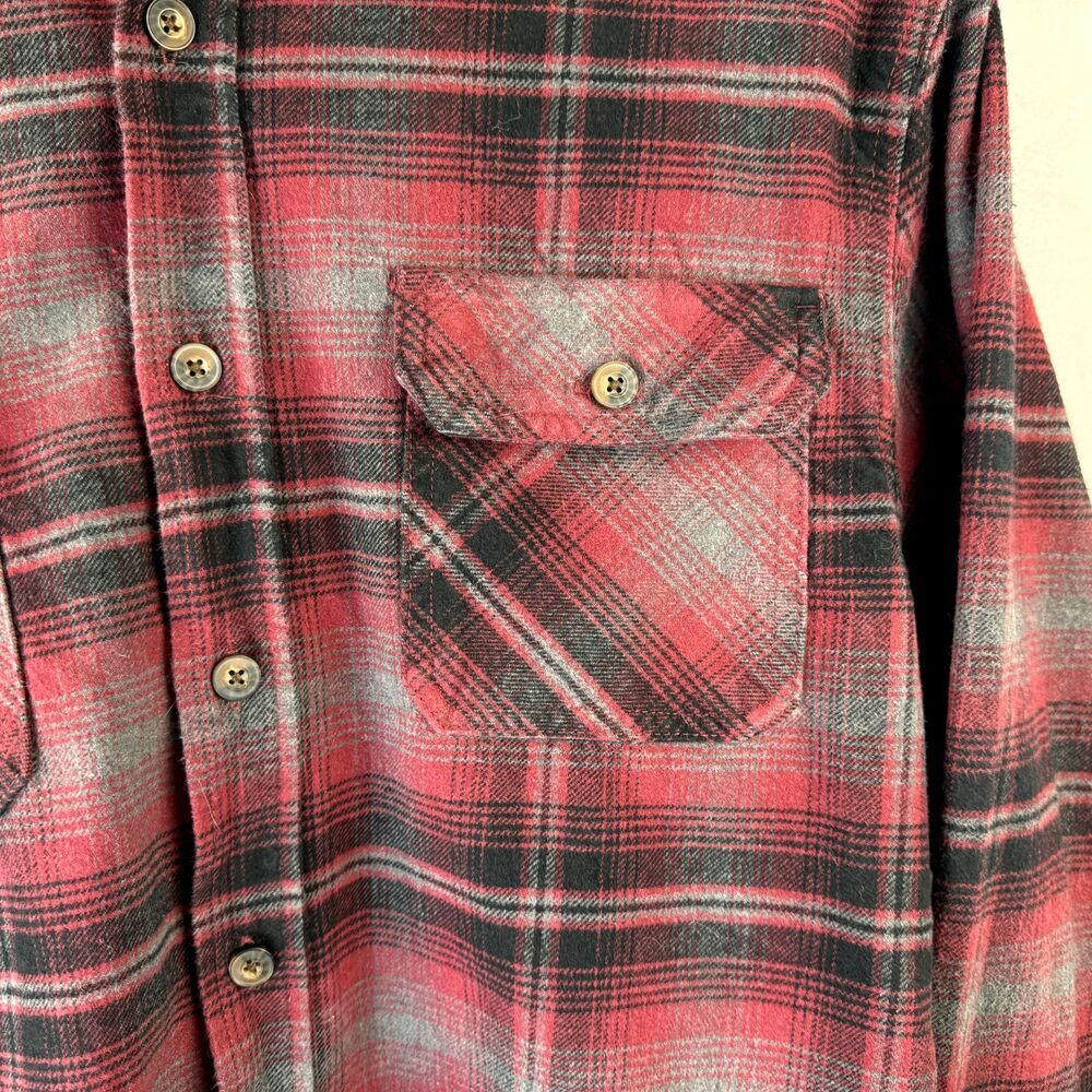 Jachs Shirt Men XL Heritage Flannel Plaid Red Black Gray Pockets Button Up