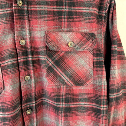 Jachs Shirt Men XL Heritage Flannel Plaid Red Black Gray Pockets Button Up