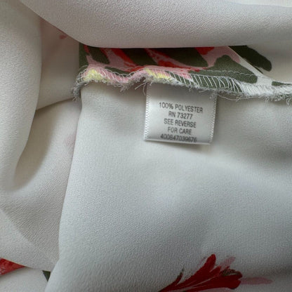 Candies Top Sz S Sheer Ivory Floral Round Neck Cut Out Cold Shoulder